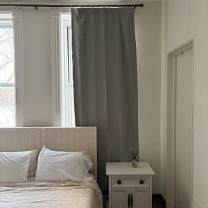 Pottery Barn Custom Belgian Flax Linen Blackout Blue Curtain Panel 42 x 128 in